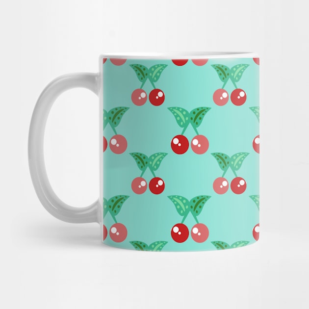 Cute Cherries Green Pattern by saradaboru